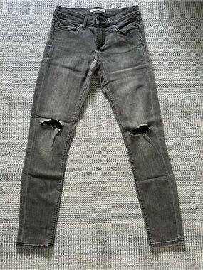 Banana Republic Gray Black Skinny Jeans with Knee Rips